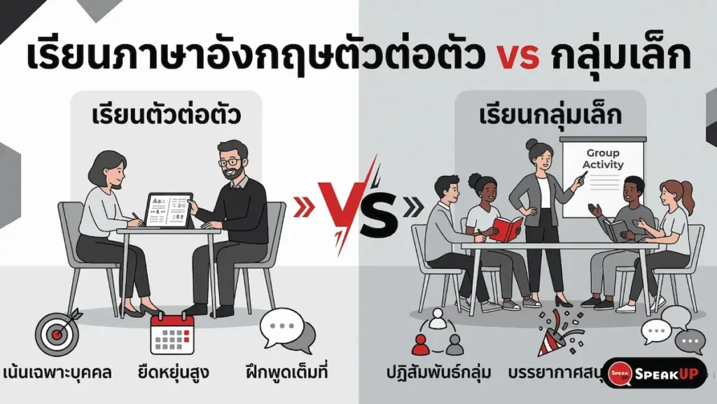 ภาษาอังกฤษตัวต่อตัวvsกลุ่มเล็ก
