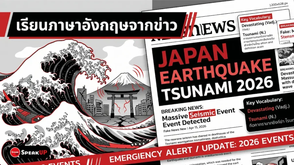 แผ่นดินไหว 7.7 ญี่ปุ่น: เรียนภาษาอังกฤษจากข่าวดังโลก 2026 | SpeakUp